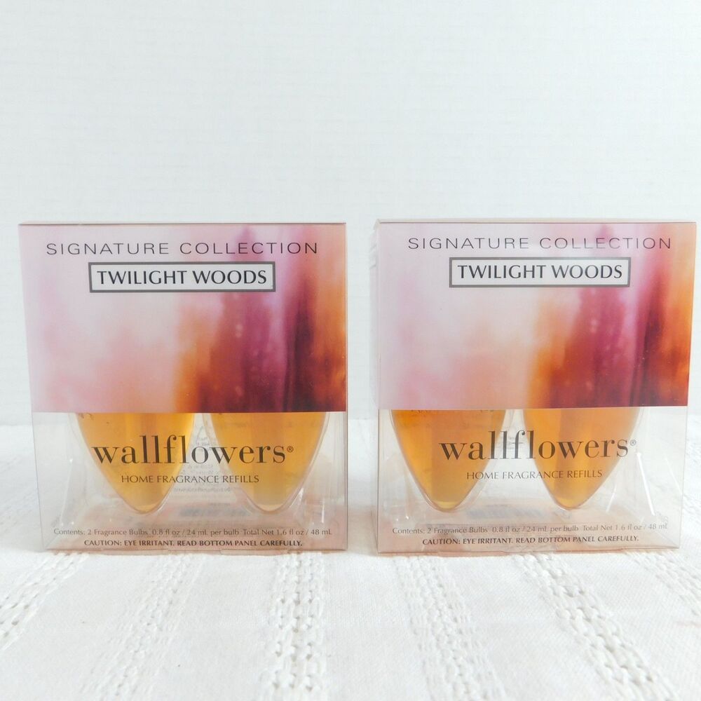 Bath & Body Works TWILIGHT WOODS Wallflower Refill 4 bulbs 0.8 oz Rare, NIB NEW